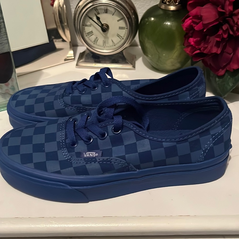 Blue checkered Vans